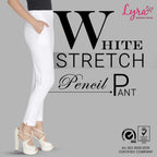Lyra Cotton Strech Pencil Pant For Women | Mid-Waist | Fashionwear White