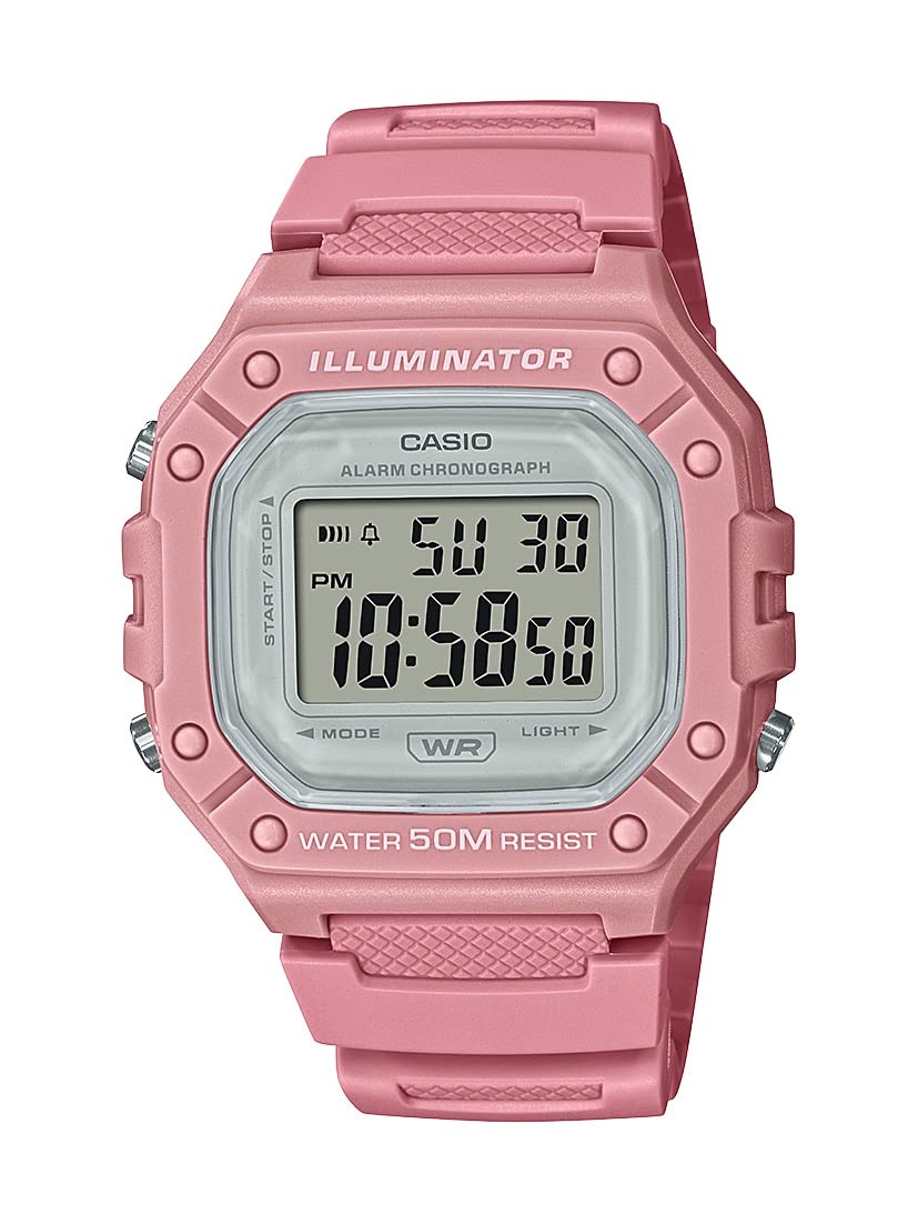 Casio Illuminator Alarm Chronograph Digital Sport Watch (Model W218HC-4AV) (Pink)