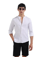 The Indian Garage Co Mens Regular Fit Vertical Striped Mandarin Collar Long Sleeves Sweater