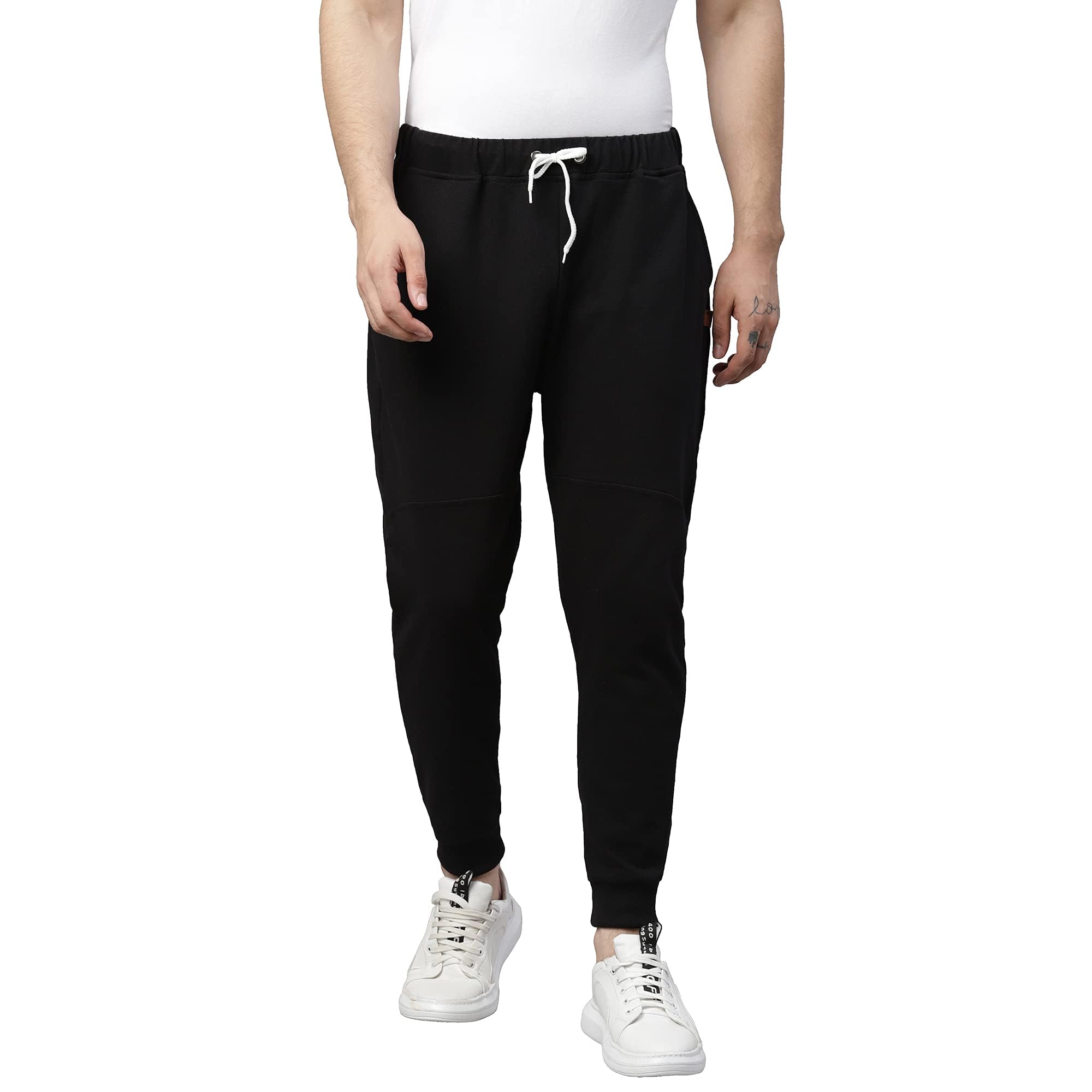Rigo Relaxed and Regular Fit Printed Cotton Jogger Pants for Men | Track Pant for Men | Lower for Men Black