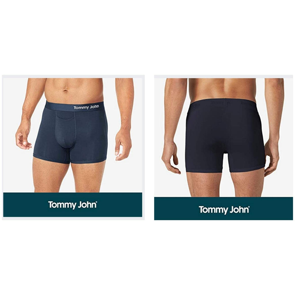Tommy John Men's Cool Cotton Trunks - 3 Pack - Comfortable Breathable Soft Underwear for Men (Navy, XX-Large)