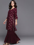 Libas WomenS Poly Georgette Kurta Sets (20059O_Purple