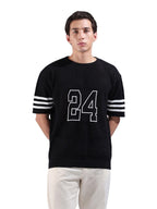 The Indian Garage Co Mens Oversized Textured Flatknit Half Sleeves Crew Neck Sweater
