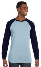 Mens Jersey Long-Sleeve Baseball T-Shirt - BABY BLUE NAVY - S(D0102H7WE6J)