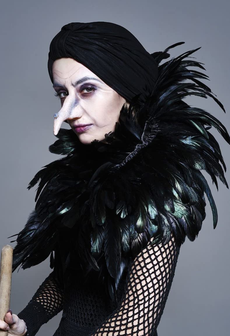 L'VOW Gothic Black Feather Cape Shawl Shrug Poncho With Choker Collar (Black)