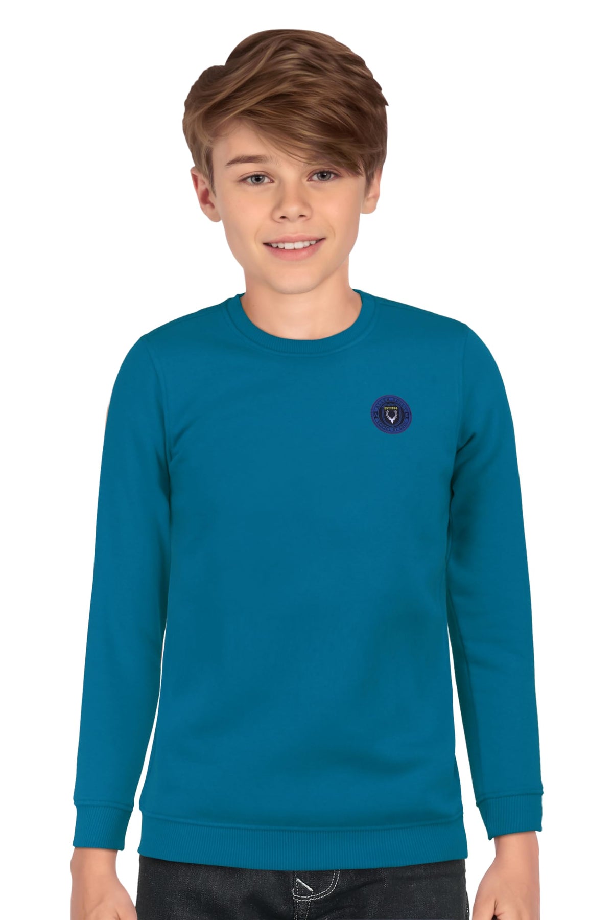Allen Solly Boys Polycotton Green Solid Crew Neck Regular Fit Sweatshirt, 15Years16Years 15-16