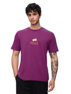 The Souled Store Ducky Men and Boys Short Sleeves Round Neck Purple Embroidered Regular Fit Cotton T-Shirts