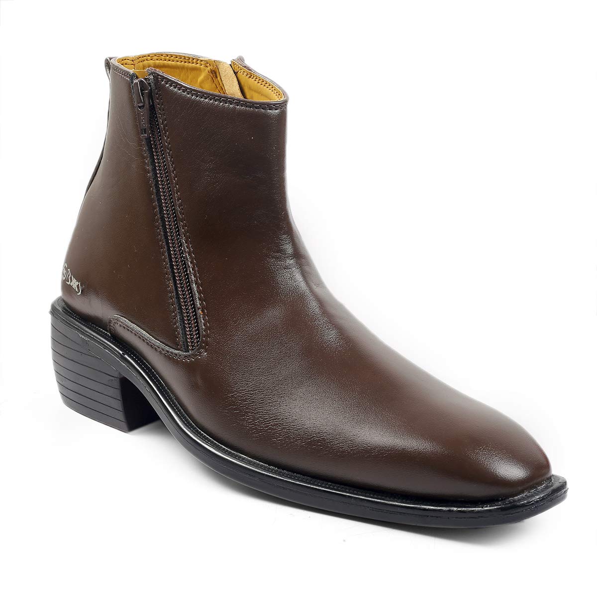 Mens Office Wear Formal Zipper Slipon Brown Ankel Boots 7