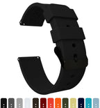 BARTON WATCH BANDS 22mm Black Soft Silicone Quick Release - Black Buckle