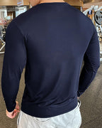 Noble Monk MenS Regular Fit Round T Shirt |Full Sleeves |Solid Pattern | Casual T-Shirt For Men Navy Blue