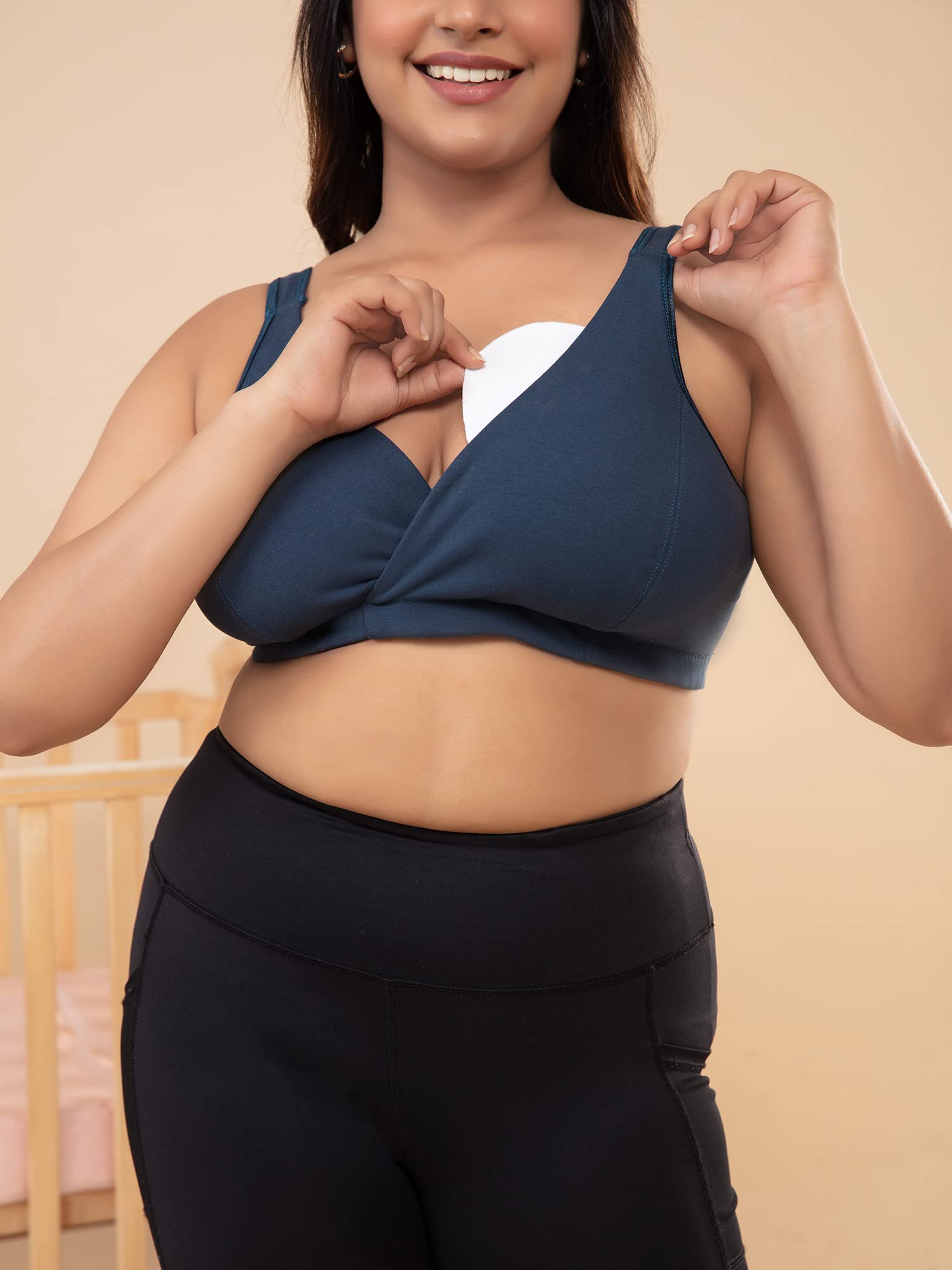 NYKD Cotton Maternity Bra for Women Nursing/Feeding - Non-Padded, Non-Wired, Full Coverage (with Adjustable Straps) Bra, NYB129,