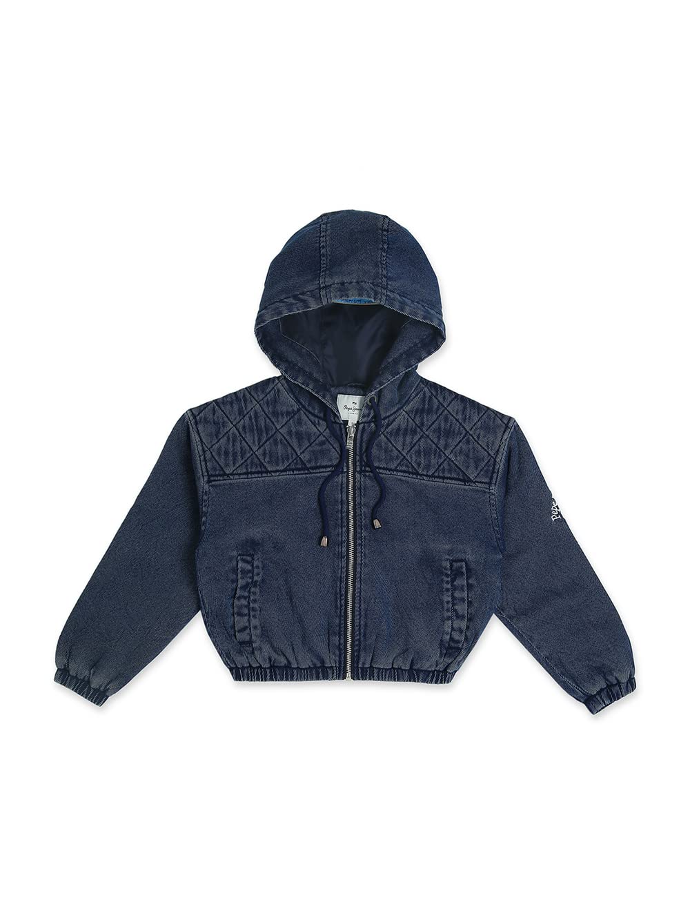 Pepe Jeans Girls Delphy Cropped Denim Jacket,Denim,12