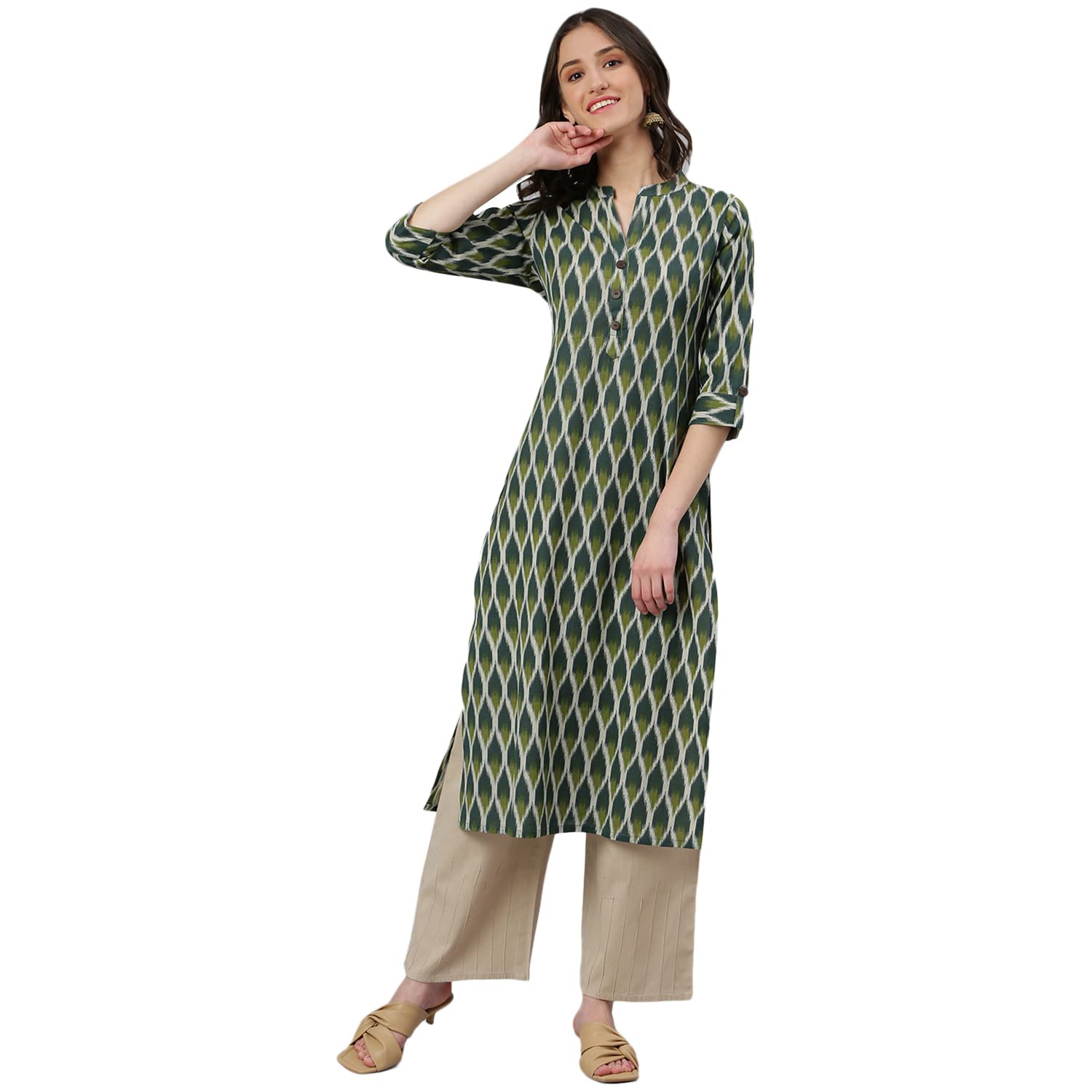 Idalia Green Ikat Kurta