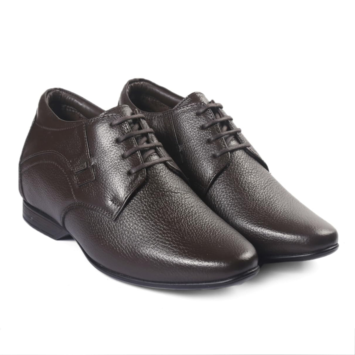 BXXY Mens 3 Inch Hidden Height Increasing Faux Material with Brown Casual Formal Laceup Derby Shoes. 6 UK 6