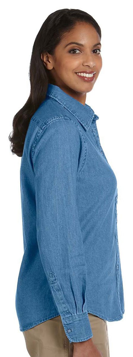 Ladies 65 oz Long-Sleeve Denim Shirt - DARK DENIM - S(D0102H7NV76)