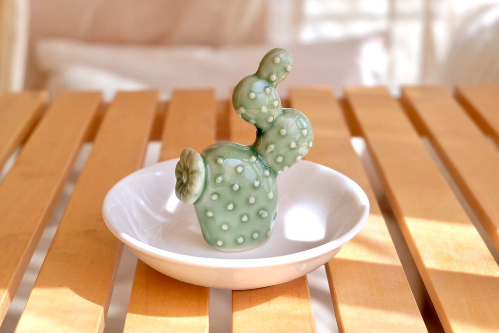 PUDDING CABIN Cactus Christmas Gifts for Women Cactus Ring Holder Dish Birthday Gifts for Women Girls Friends, Cactus Decor for
