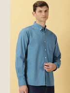 Thomas Scott Mens | Full Sleeve | Solid | Slim Fit | 100% Cotton | Spread Collar | Casual Shirts (Available in Plus Size) (Teal_