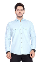 Rebelify MenS Cotton Shirt With Pockets Full Sleeves Spread Collar Solid Pattern Botton Down Closure Regular Fit And Standard L