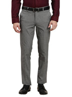 Turtle Men Narrow Fit Solid Polyviscose Stretch Grey Formal Trouser