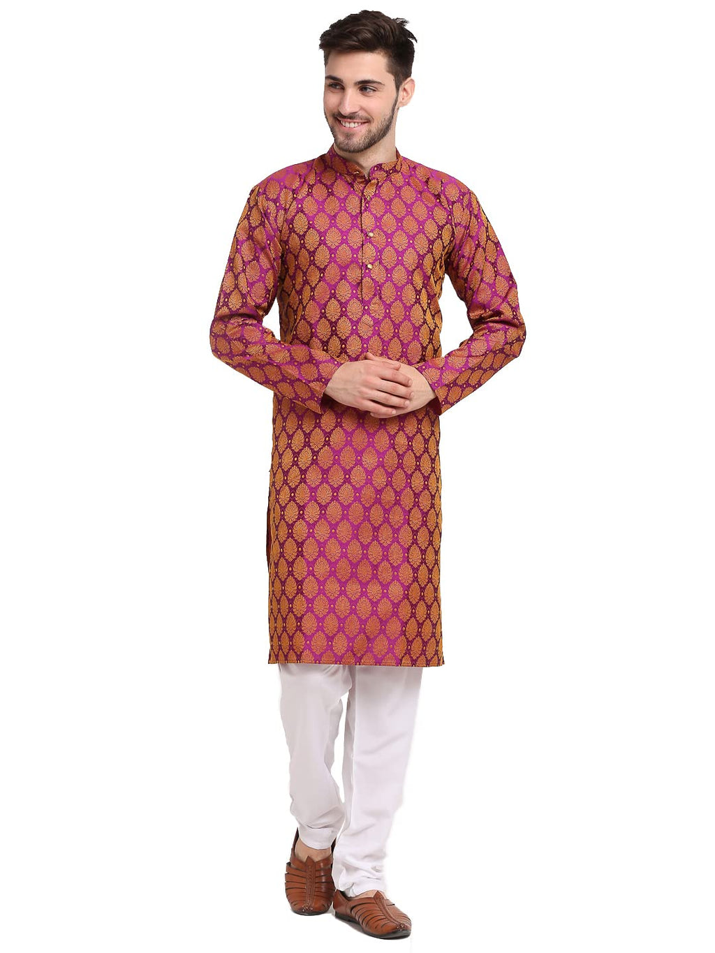 Jompers Mens Jacquard Woven Design Kurta Pyjama Set