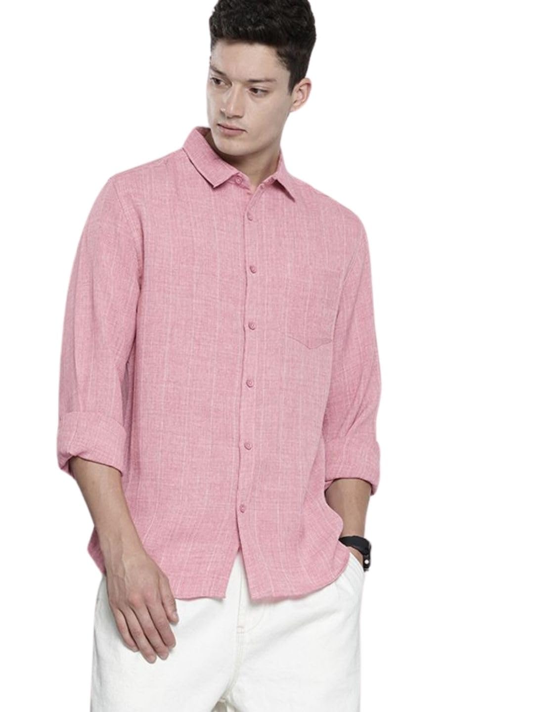 The Indian Garage Co Mens Slim Fit Vertical Striped Long Sleeves Shirt