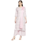 ANNI DESIGNER Ladies Cotton Straight Kurta with Trousers and Dupatta (LAHARIYA-Parrot_GSK), pink, L