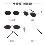 GIFIORE Oval Sunglasses for Women Men,Vintage Retro 90s Sunglasses Trendy Fashion Small Sun Glasses Unisex Style (Gold Frame Gre