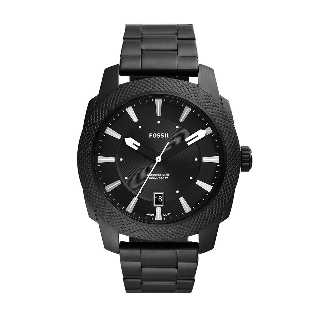 Fossil Men's Machine 49mm Quartz Stainless Steel Three-Hand Watch, Color: Black (Model: FS5971)