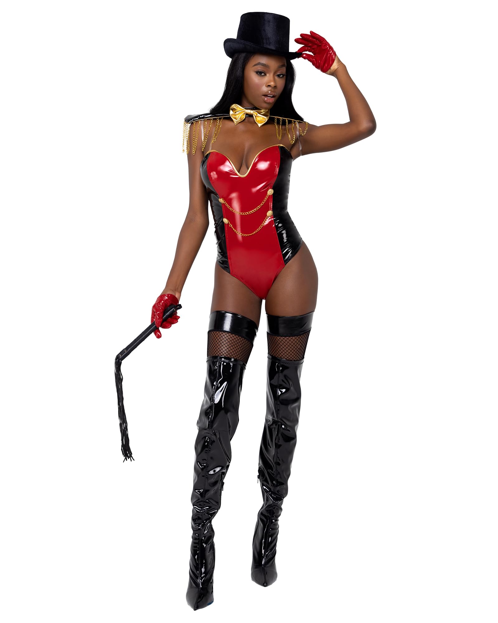 6182 - 4PC Star Studded Ringleader - Small / Black/Red/Gold