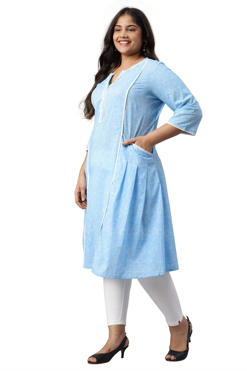 Aurelia Women Cotton Straight Fit Geometric Printed Straight Kurta