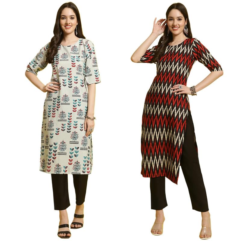Pinkmint Kurta & Pant Set ll Printed Kurti ll Combo Kurta Set ll (Pack of 2) Blue-Orange