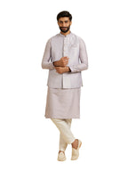 Manyavar MenS Brocade Shimmery Self-Design Regular Kurta Jacket Set (Purple,L)