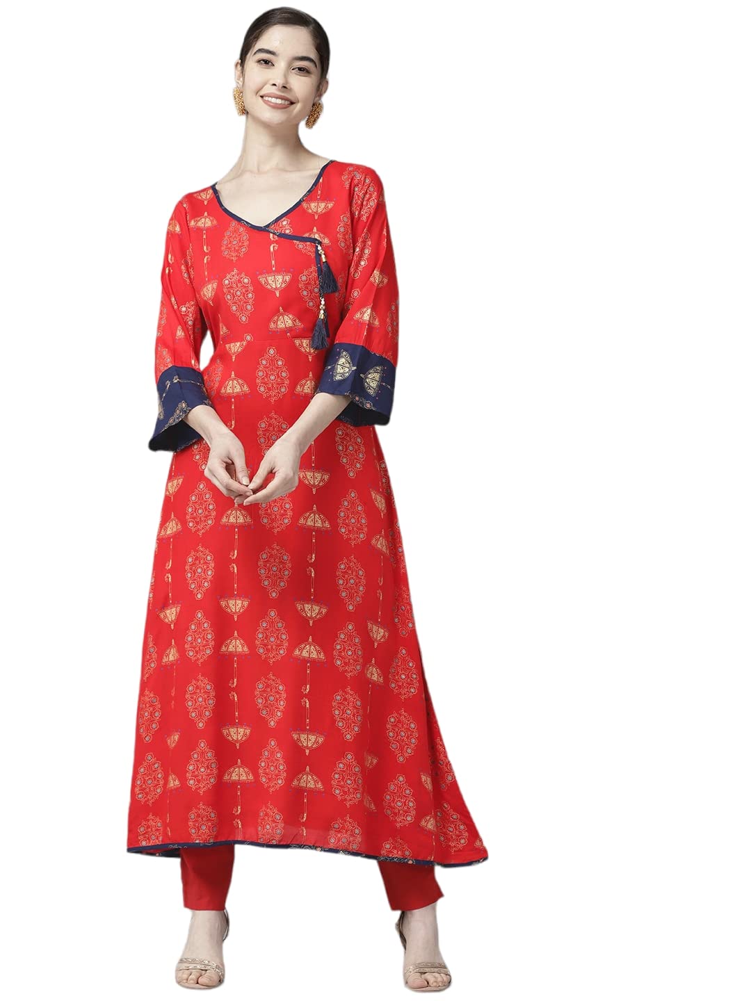 Aarika Womens Cotton Regular Tunic Shirt (KURTI-AEW-K-01_Red
