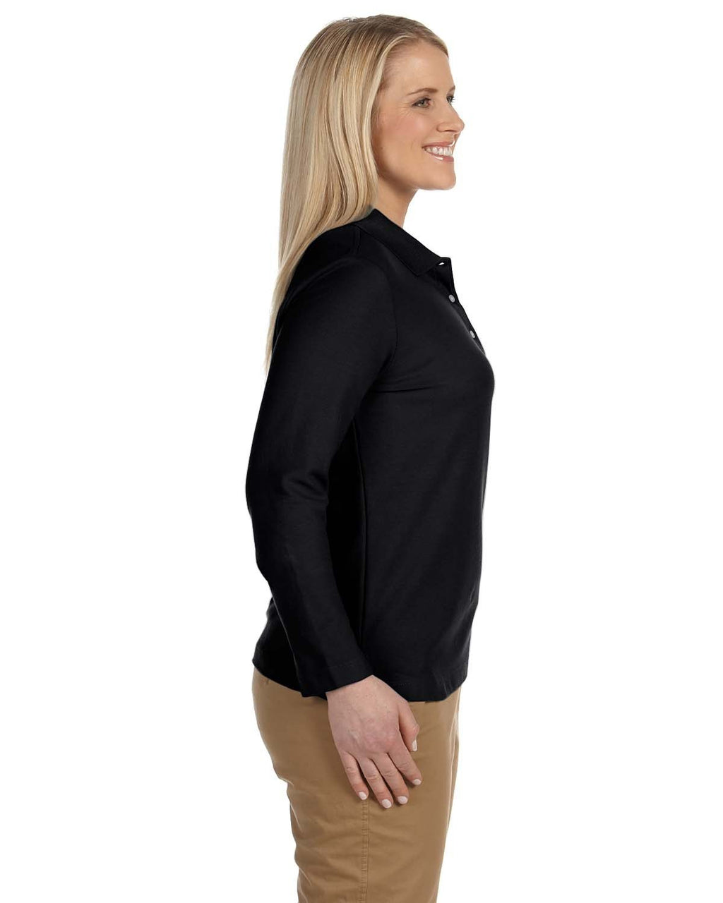 Ladies Pima Piqu Long-Sleeve Polo - BLAcK - S(D0102H7YRgX)