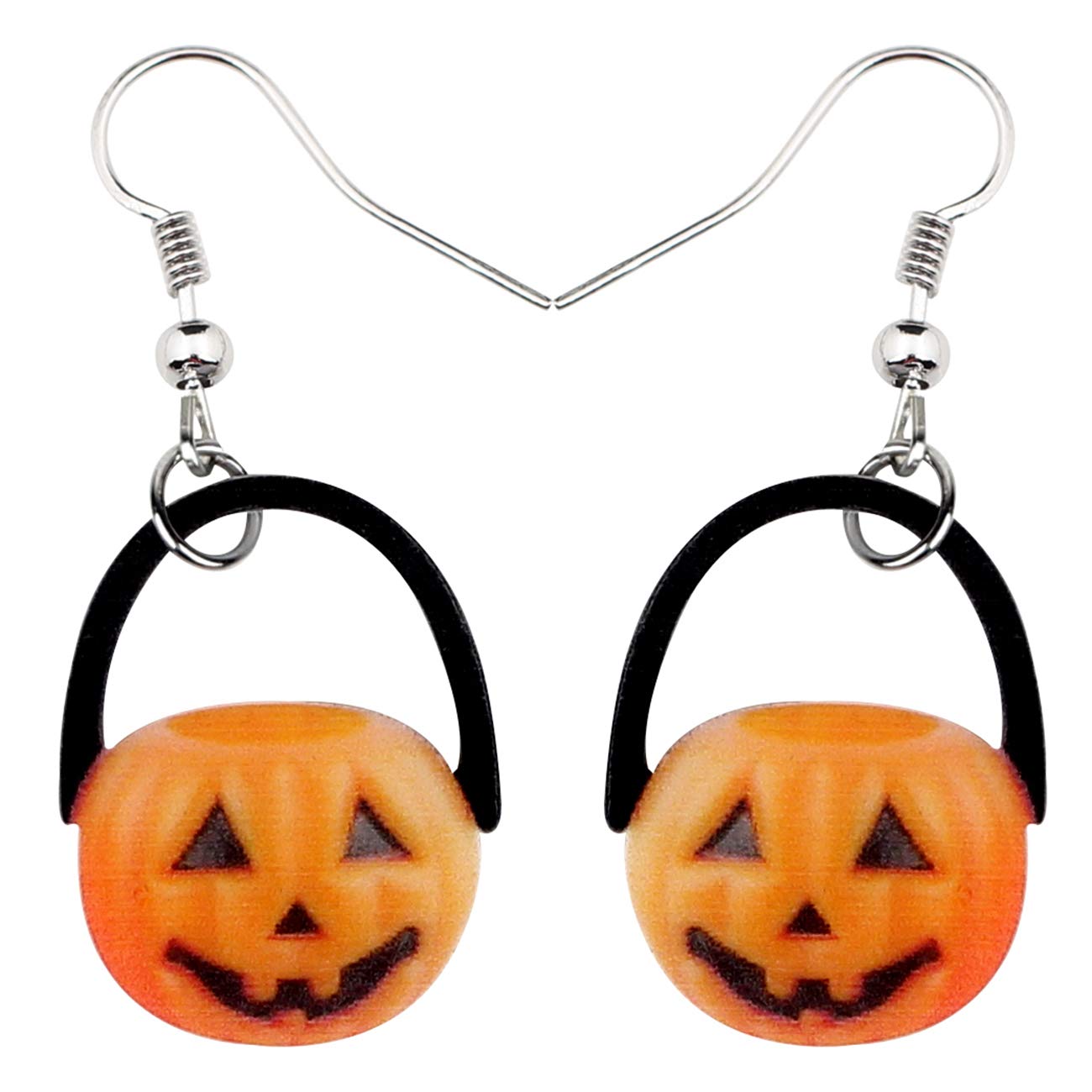 NEWEI Cute Acrylic Halloween Witch Pumpkin Earrings Big Long Dangle Drop For Women Festival Jewelry Gifts Charm (Pumpkin)