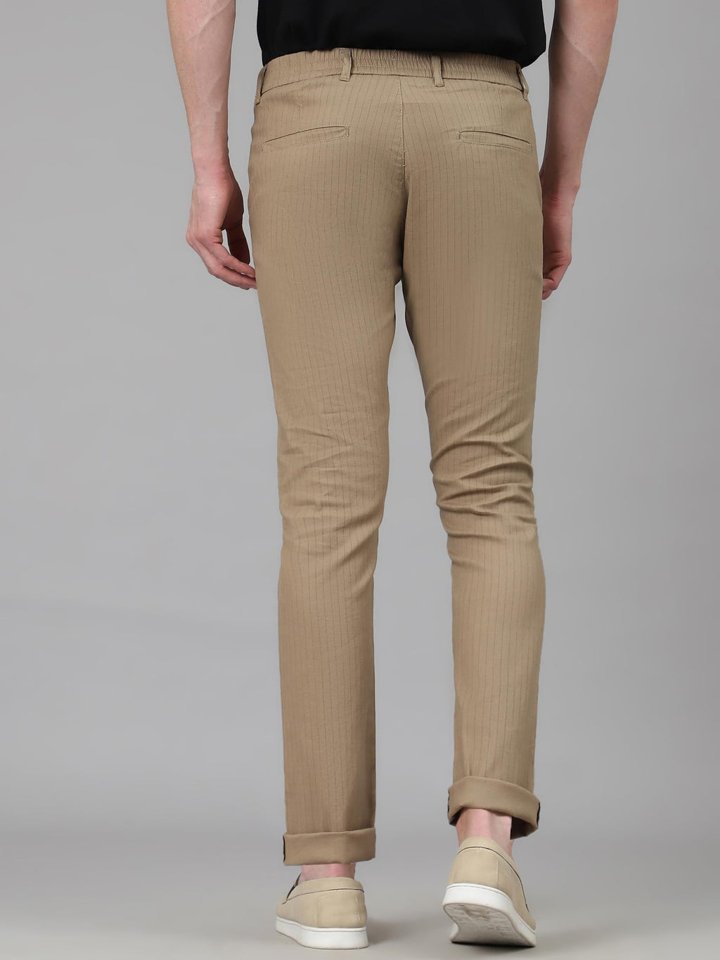AVANOVA Mens Solid Linen Khakhi Trousers Light Business Style Slightly Stretch Straight Leg Pants for Outdoor Casual Daily Trou