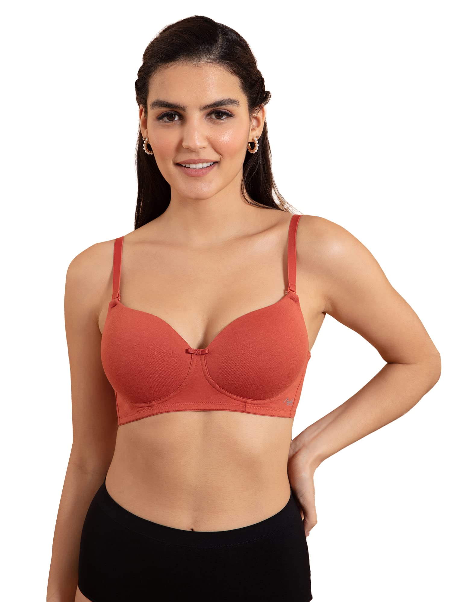 Nykd (Nyb198 Cotton Lightly Padded & Non Wired T-Shirt Bra For Women | Medium Coverage Bra With Soft Detachable Straps | Ideal F