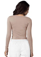 Adar Underscrubs for Women 2 Pack - Long Sleeve Underscrub Comfort Tee - 2902 - Khaki - S