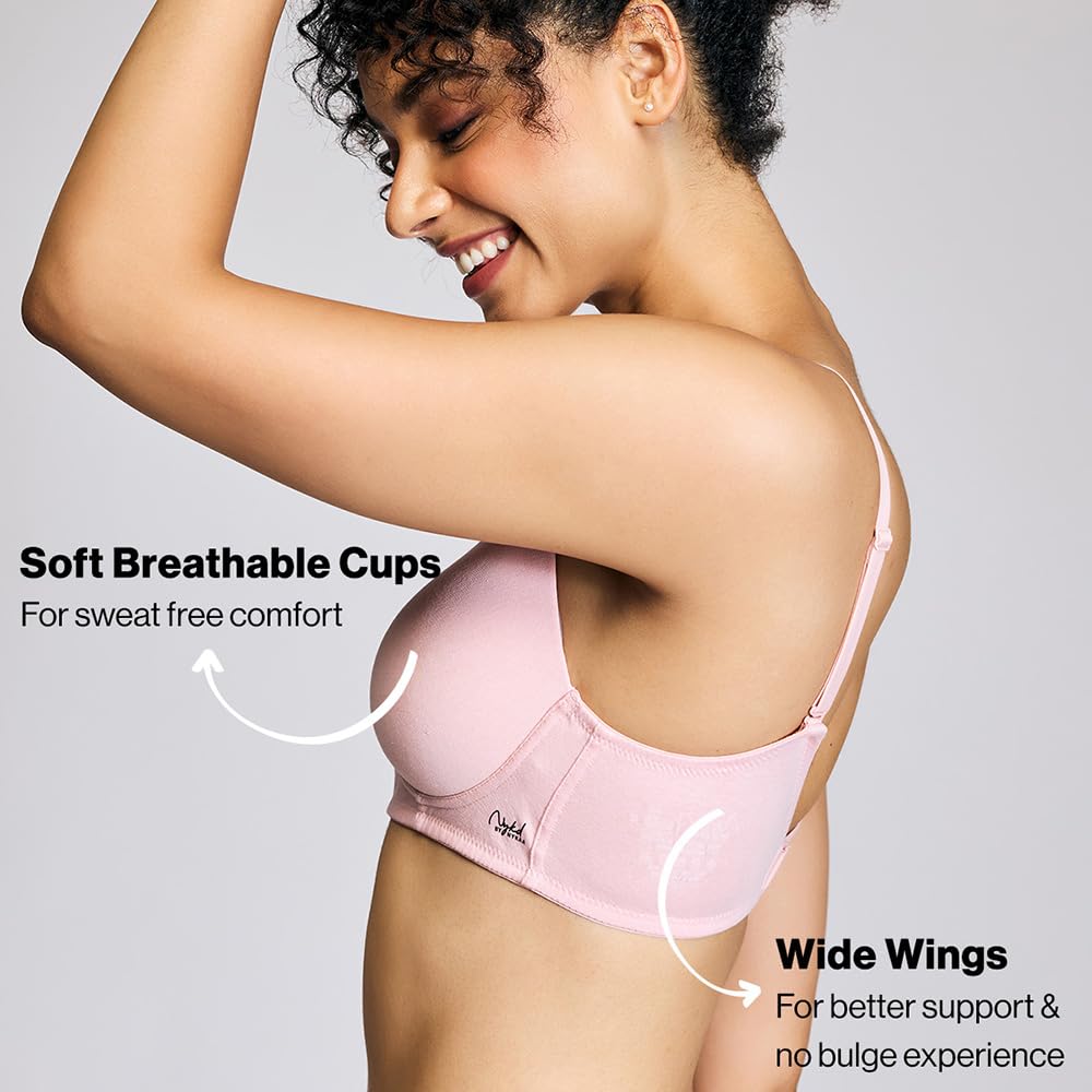 Nykd (Nyb198 Cotton Lightly Padded & Non Wired T-Shirt Bra For Women | Medium Coverage Bra With Soft Detachable Straps | Ideal F