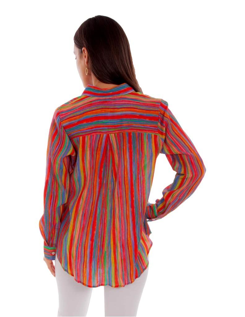 COLORFUL STRIPE PRINT BUTTON UP BLOU
