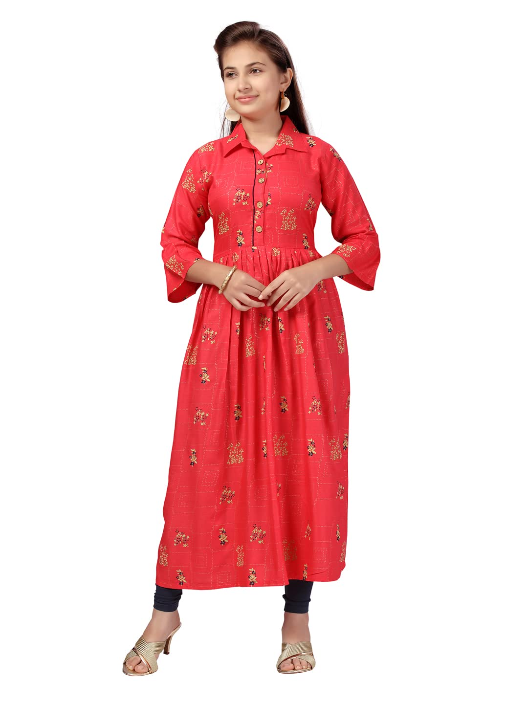 Aarika Girls Cotton Regular Tunic Shirt (MR_KURTI-K-254_Gajri