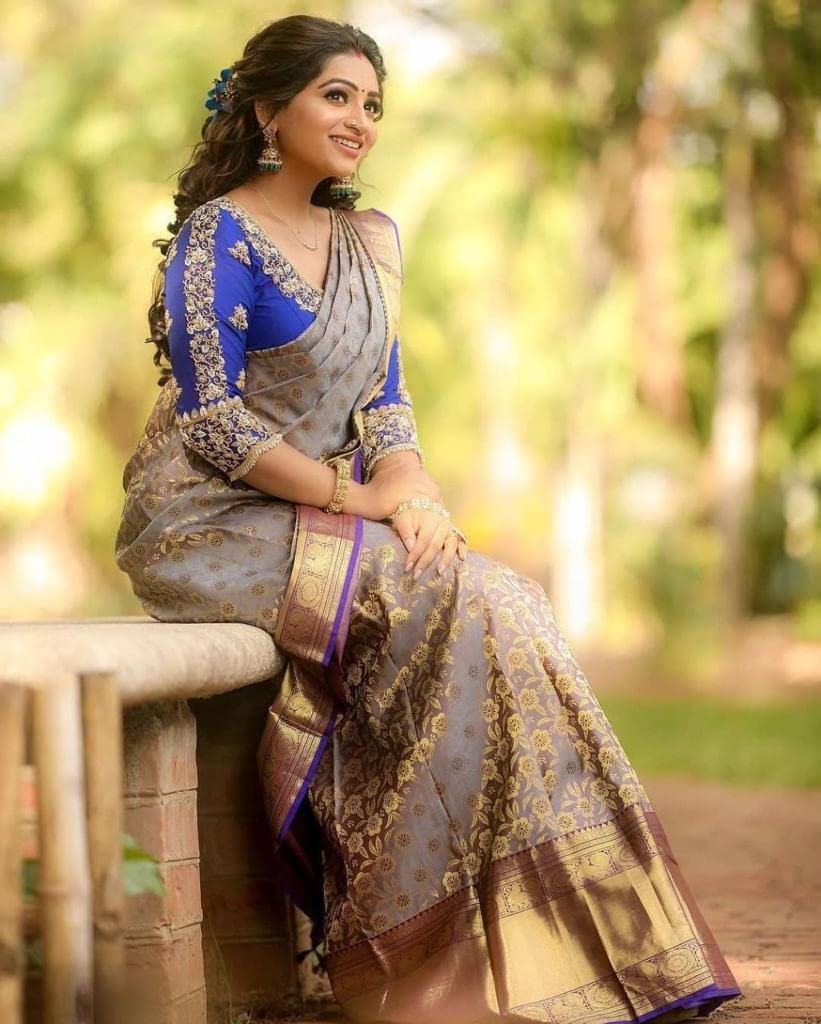 Flosive WomenS Present Banarasi Soft Lichi Silk Saree Beautiful Jacquard Rich Pallu Design Work Zari Woven Ayn Kanjivaram Silk
