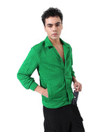 The Indian Garage Co Mens Regular Fit Self Design Spread Collar Full Sleeves Casual Shacket Sweater