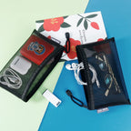 HRX Package Small Mesh Cosmetic Bags with Zipper, 6pcs Black Travel Makeup Pouches Organizer Case for Purse Diaper Bag