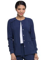 Dickies EDS Essentials Women Warm Up Scrubs Jacket Snap Front Plus Size DK305, 4XL, Navy