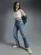 High Star Women 90S Straight High-Rise Non-Stretchable Cotton Jeans