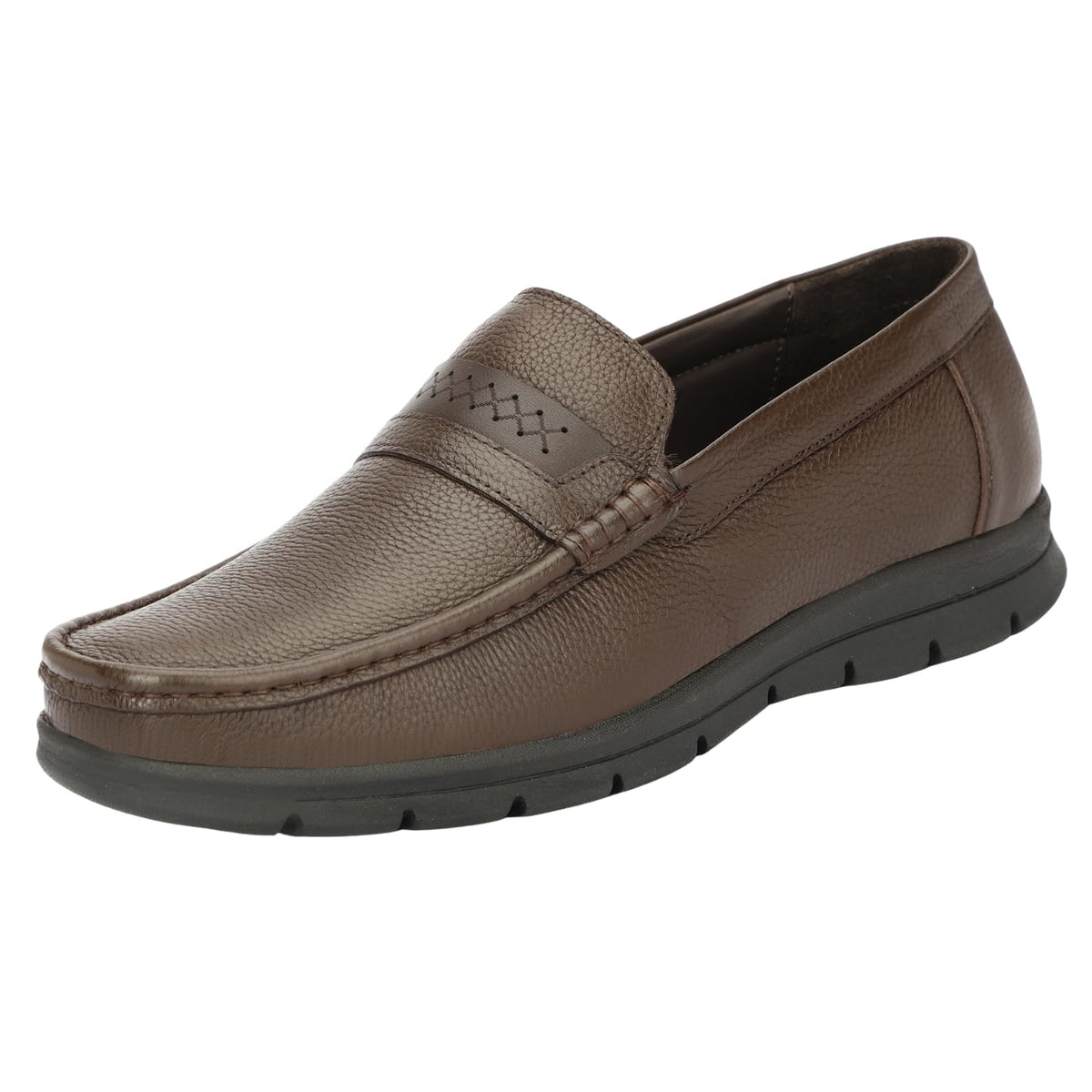 Varito Mens Brown Genuine Leather Slip on Formal Shoe 6 UK/India 6