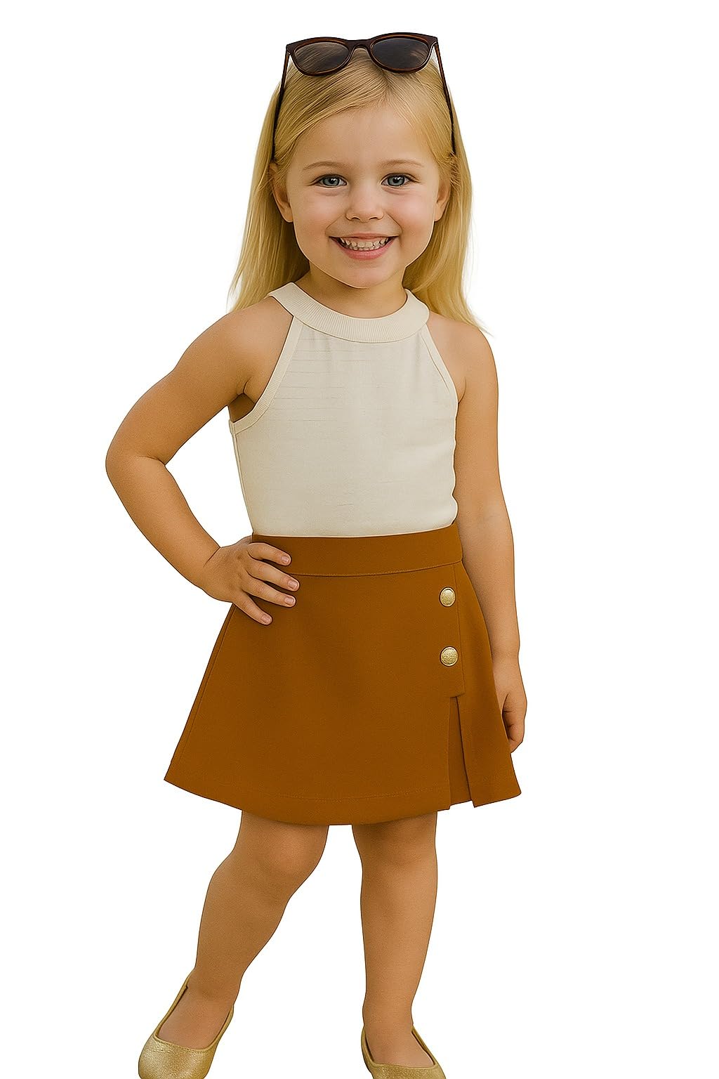 A.T.U.N. (ALL THINGS UBER NICE) Girls Stylish Two Piece Outfit Set with Sleeveless Tank Top and Skort | Casual Summer Clothing