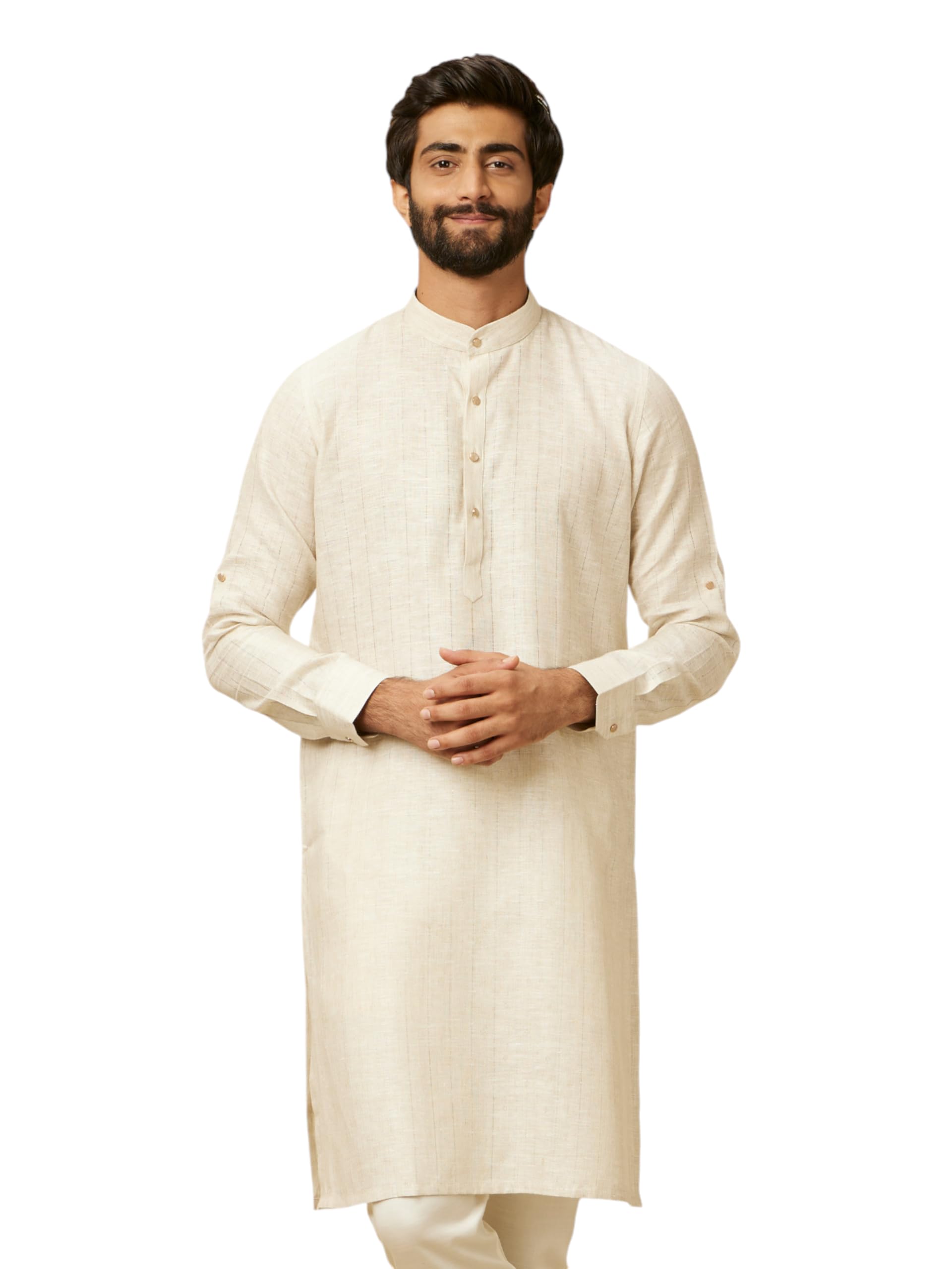 Manyavar MenS Ivory White Self Patterned Kurta (Xxl)