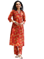 Libas WomenS Silk Blend Co-Ords (27809_Orange